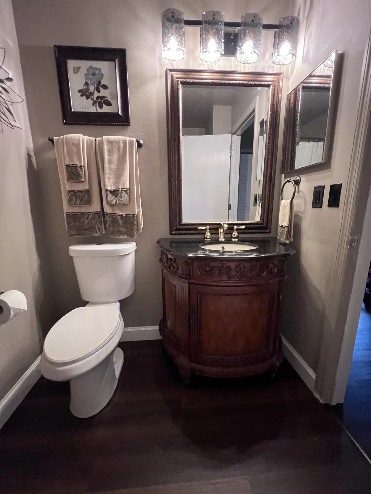 Finished bathroom flooring and vanity update in St. Johns, Florida