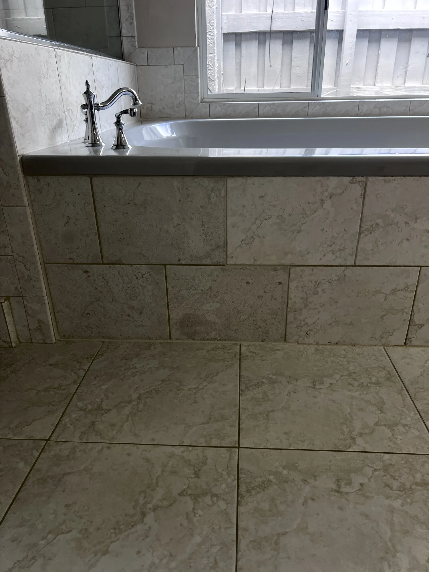 Close view of the completed removable tile panel