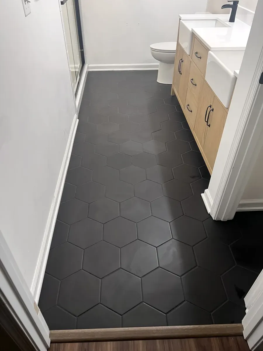 After photo 3 of the hex tile bathroom update