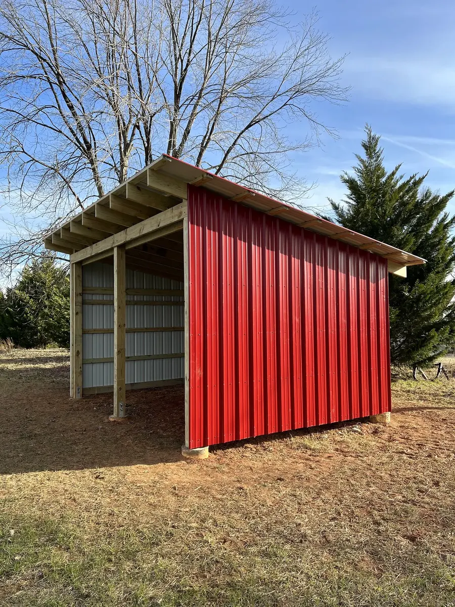 Completed open-front storage shed