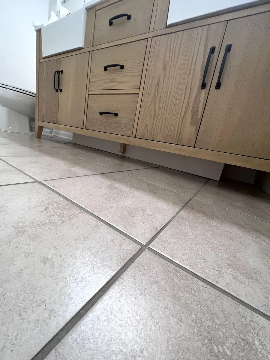 Before photo 2 of the hex tile bathroom update