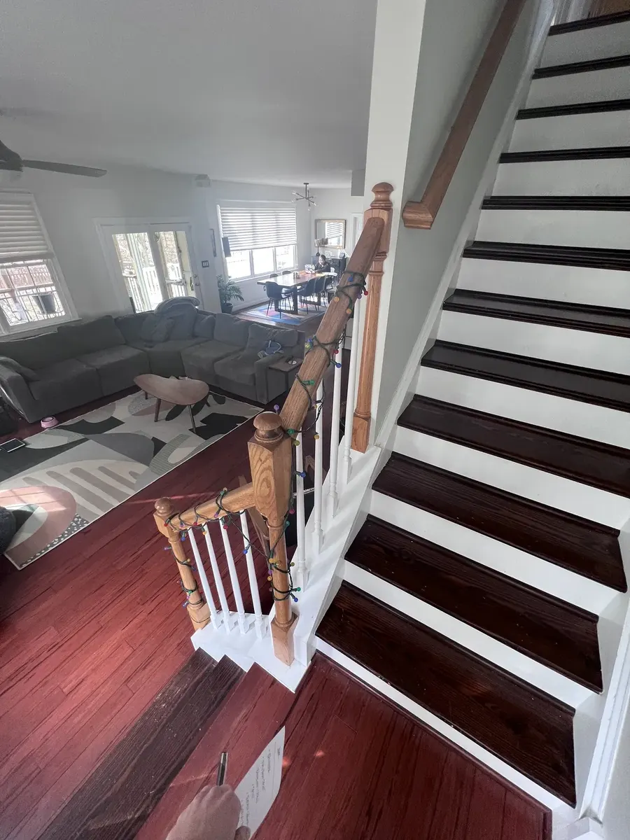 Before photo 2 of the stair railing and baluster update