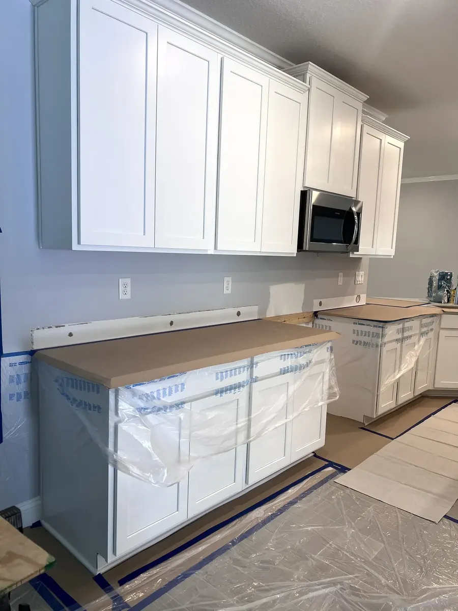 Countertops protected during backsplash installation