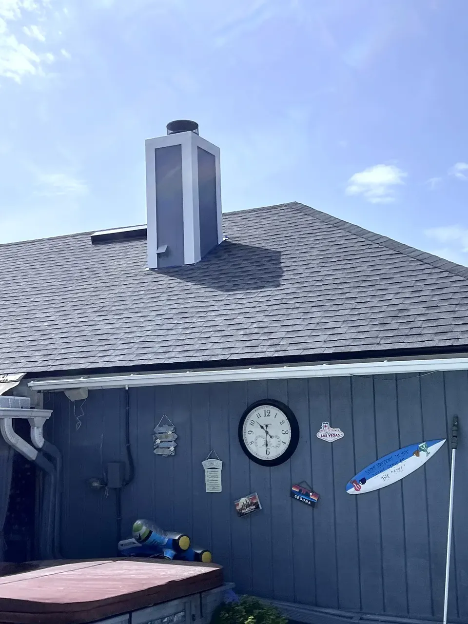 Completed chimney repair viewed from the roof