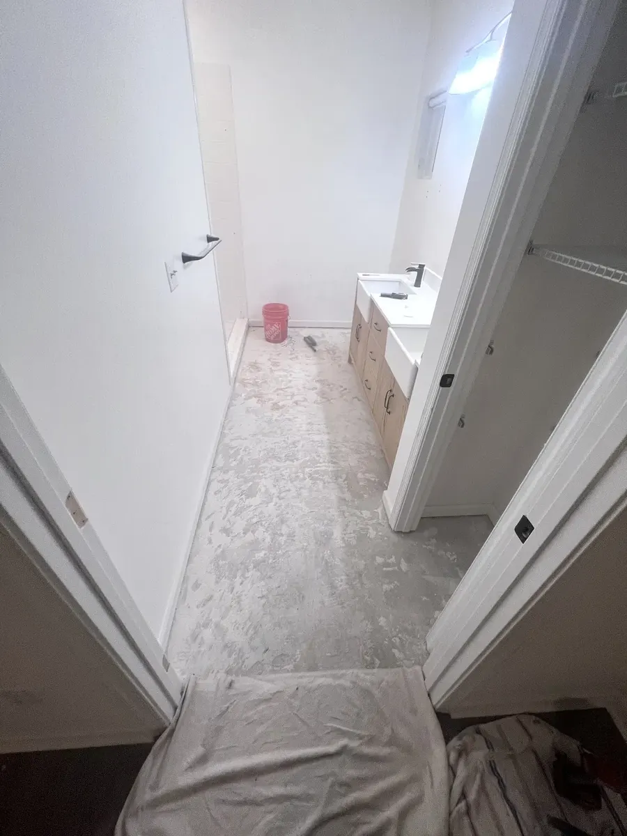 During photo 1 of the hex tile bathroom update