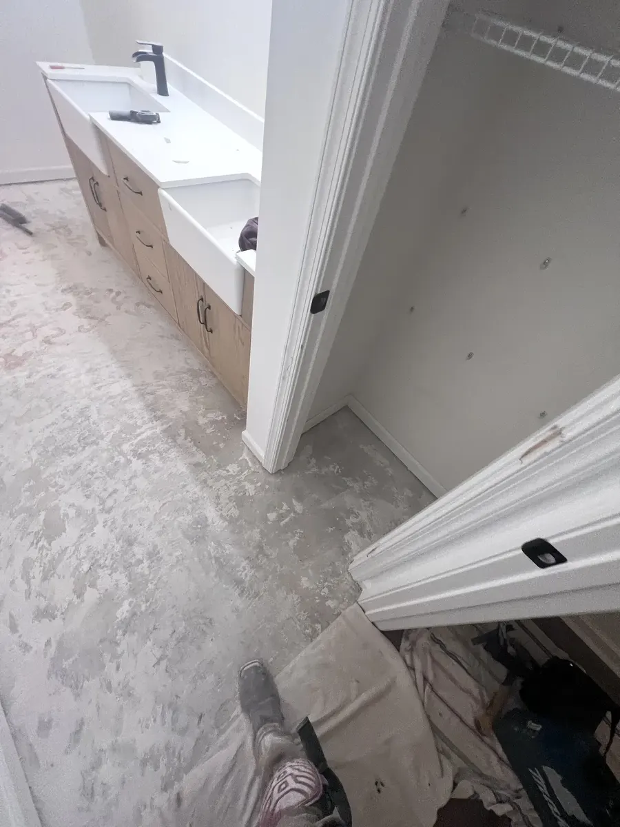 During photo 2 of the hex tile bathroom update
