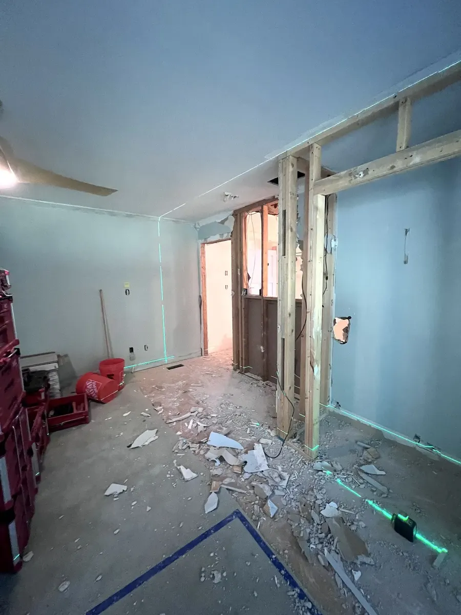 During photo 2 of the primary bathroom remodel