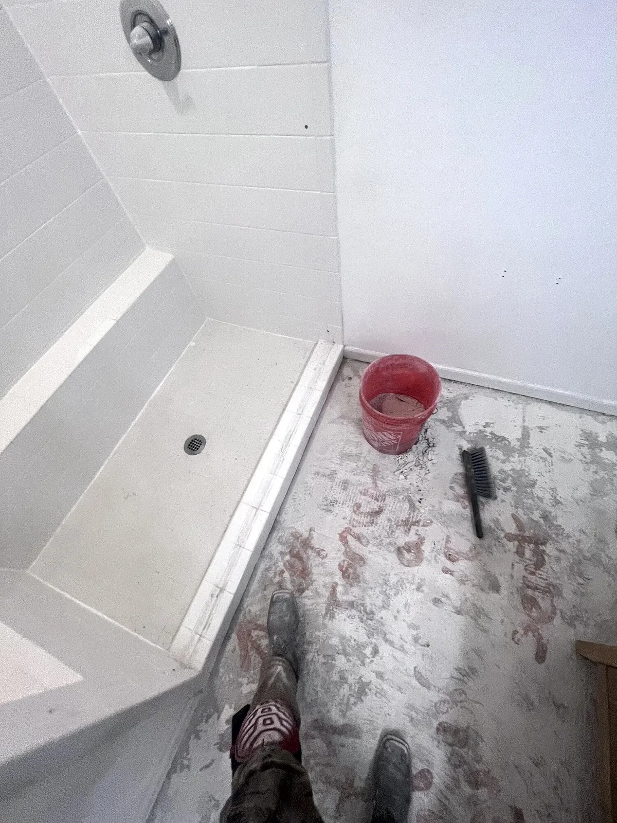 During photo 4 of the hex tile bathroom update