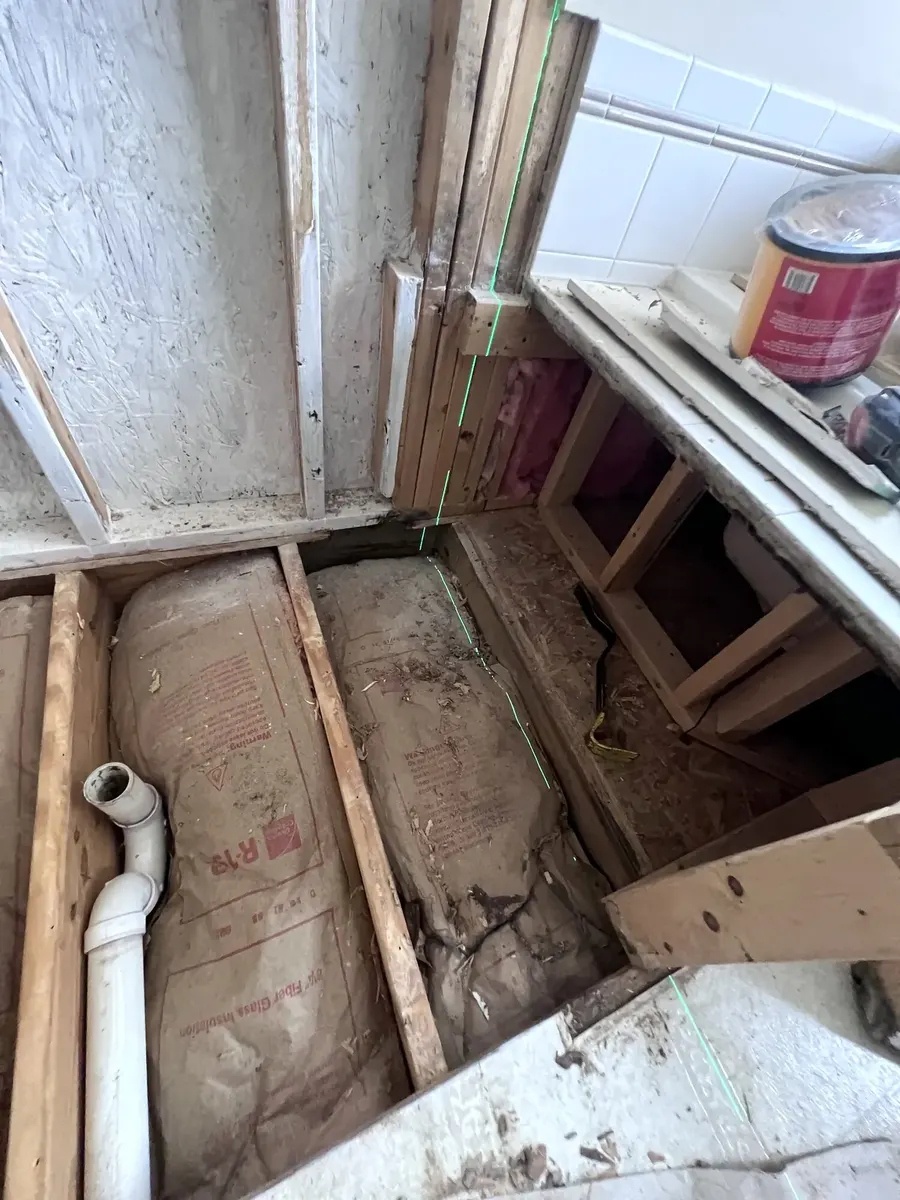 During photo 4 of the custom shower rebuild