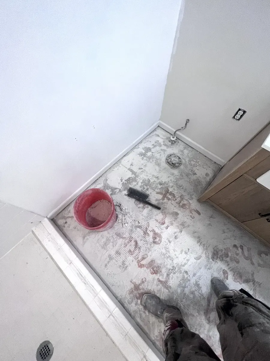 During photo 5 of the hex tile bathroom update