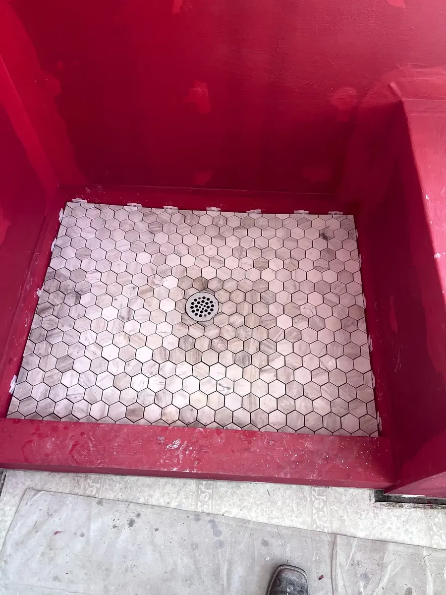 During photo 9 of the custom shower rebuild