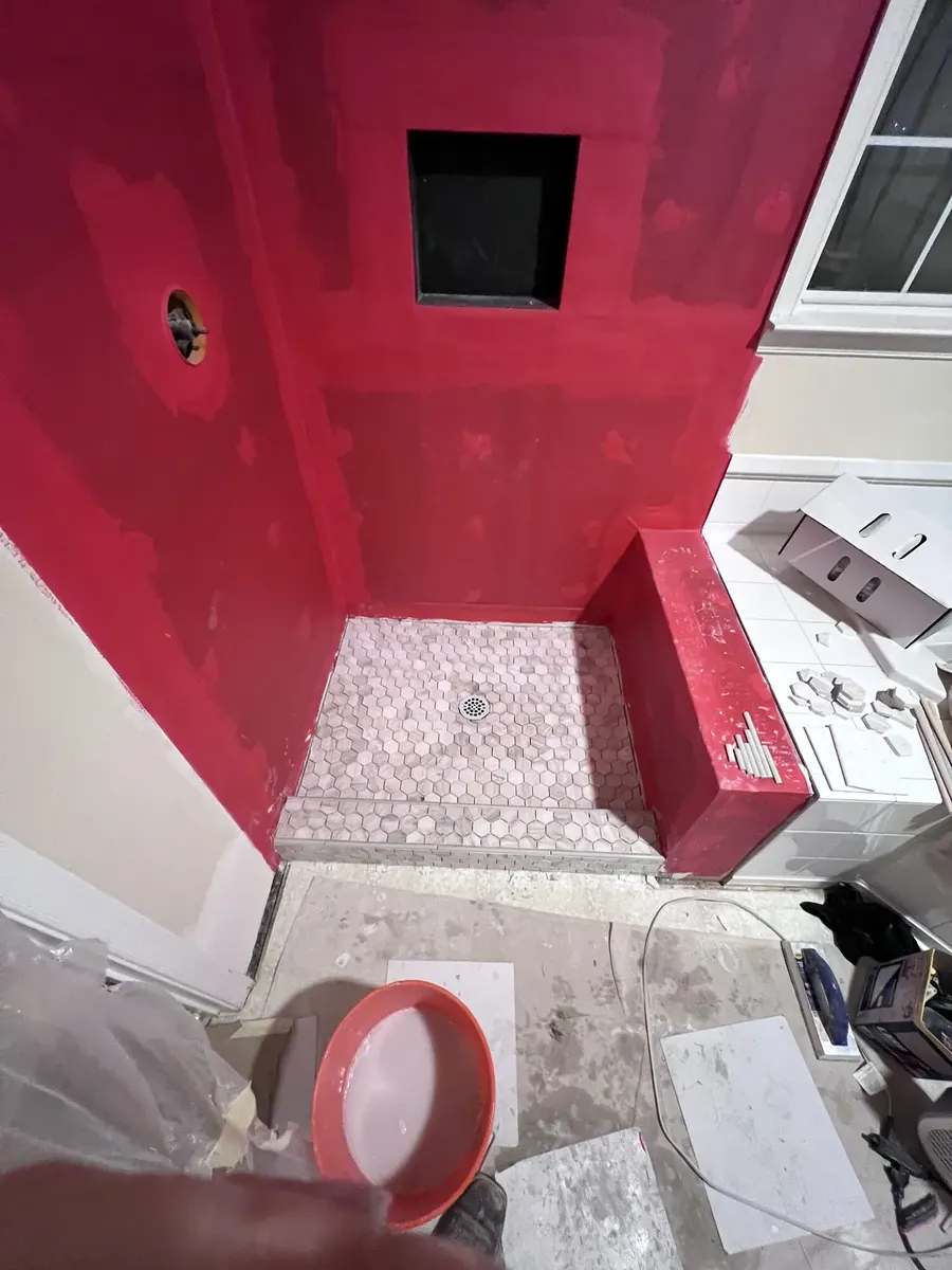 During photo 10 of the custom shower rebuild