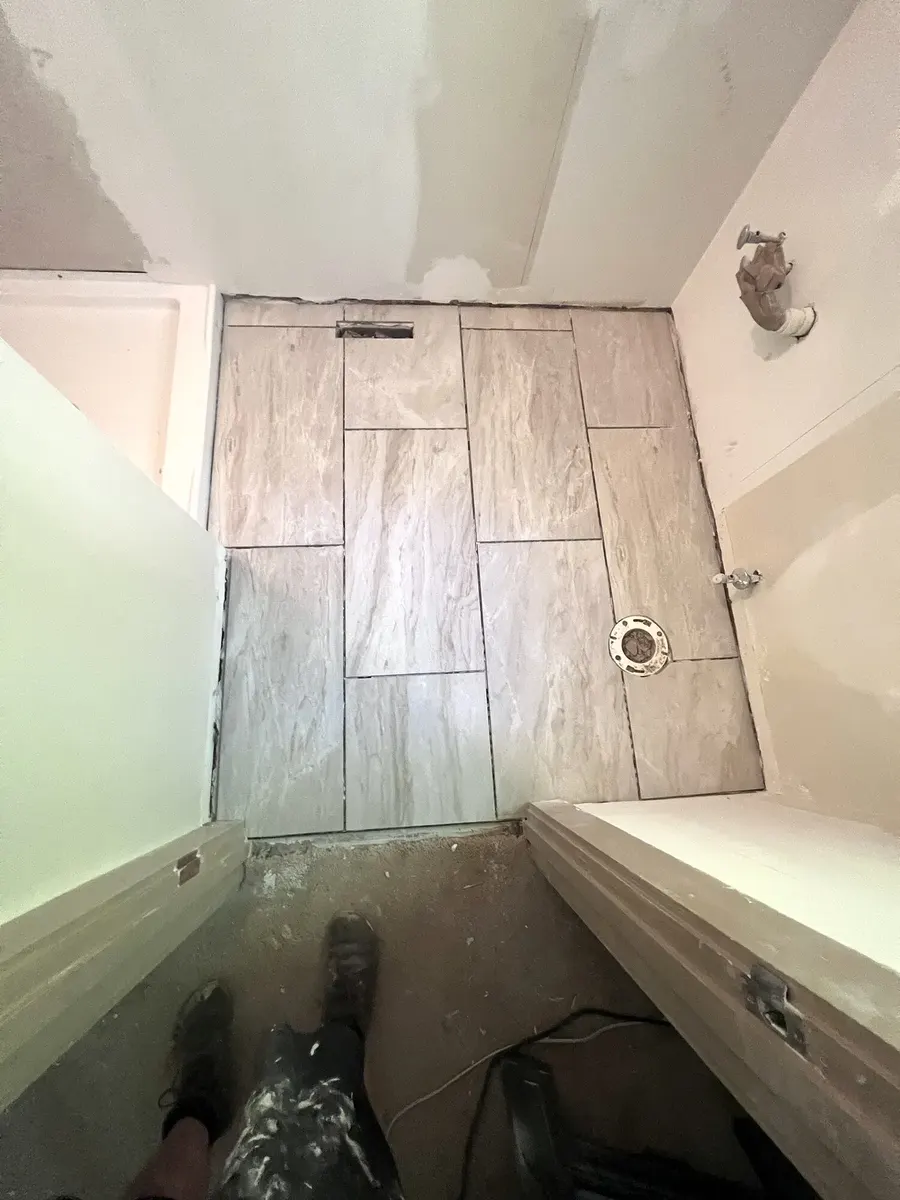 During photo 11 of the full bathroom renovation