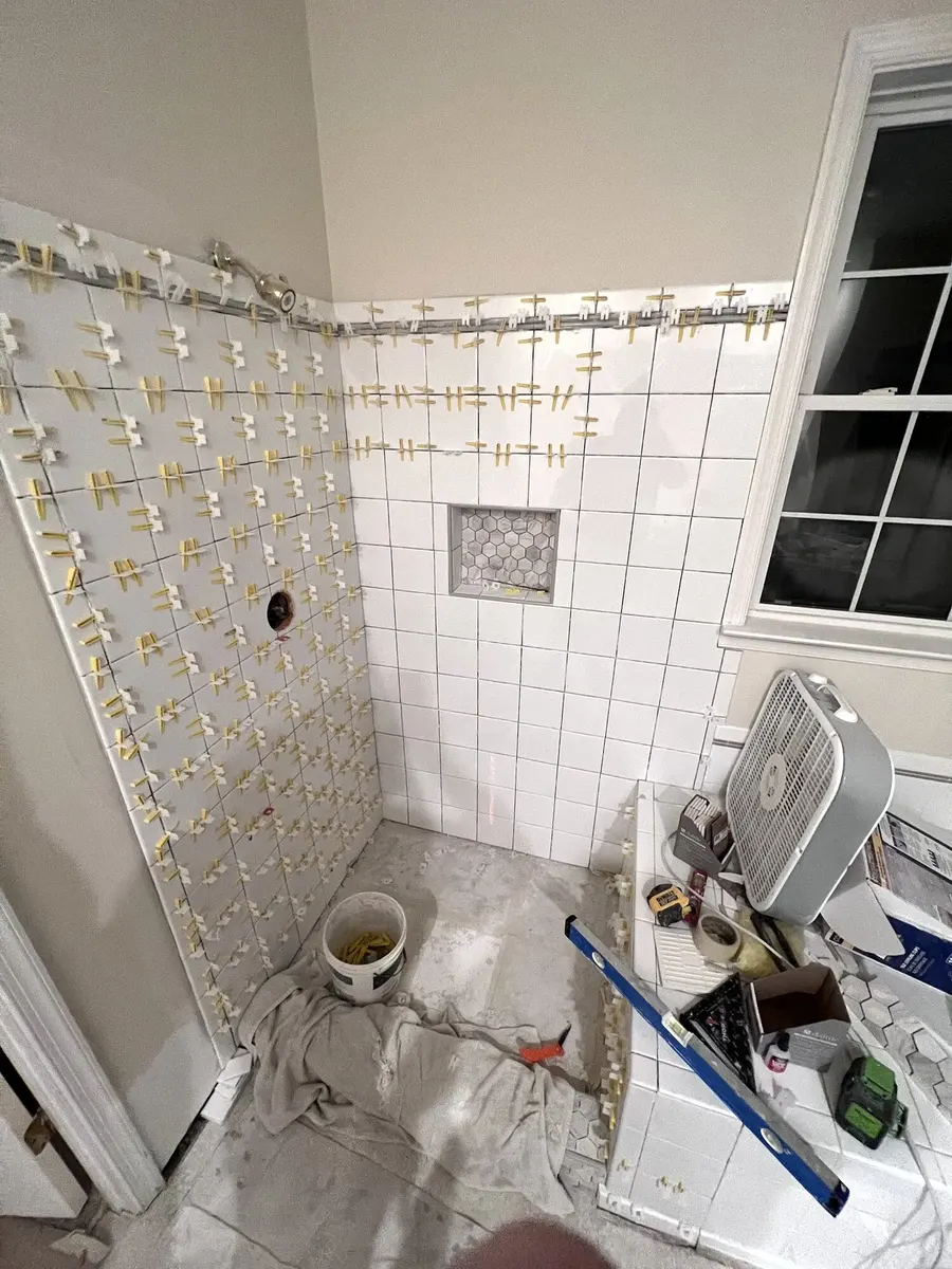 During photo 12 of the custom shower rebuild