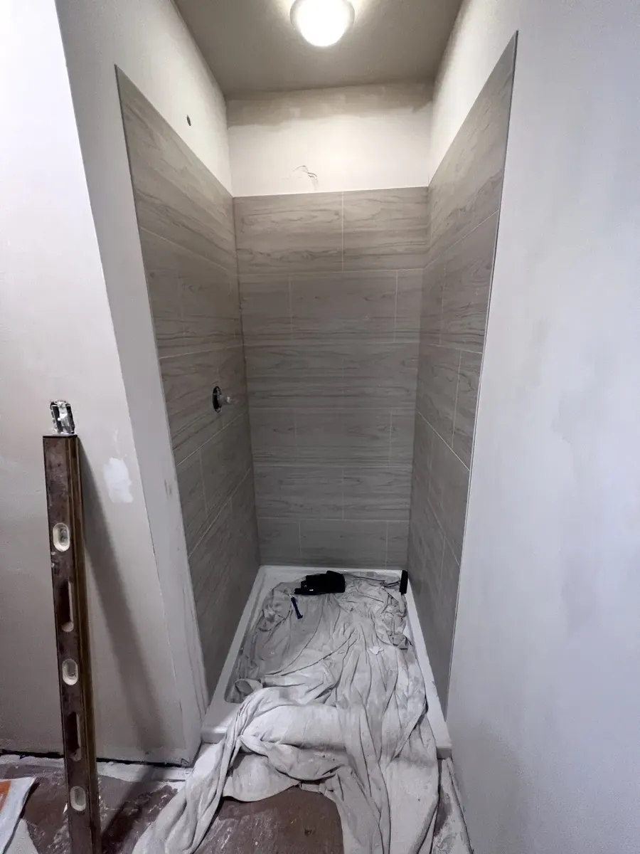 During photo 12 of the full bathroom renovation