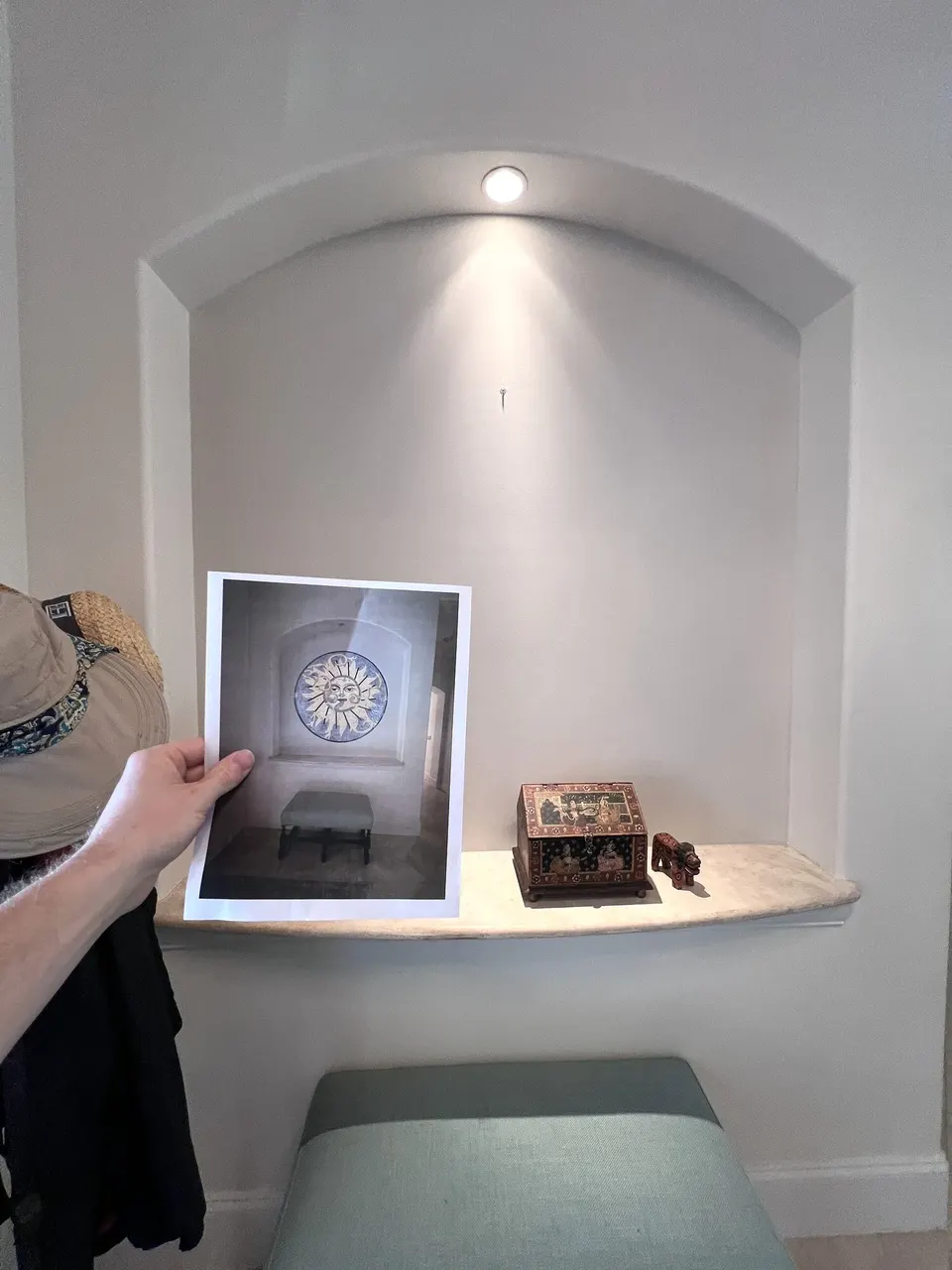 Empty arched wall niche before the mosaic installation