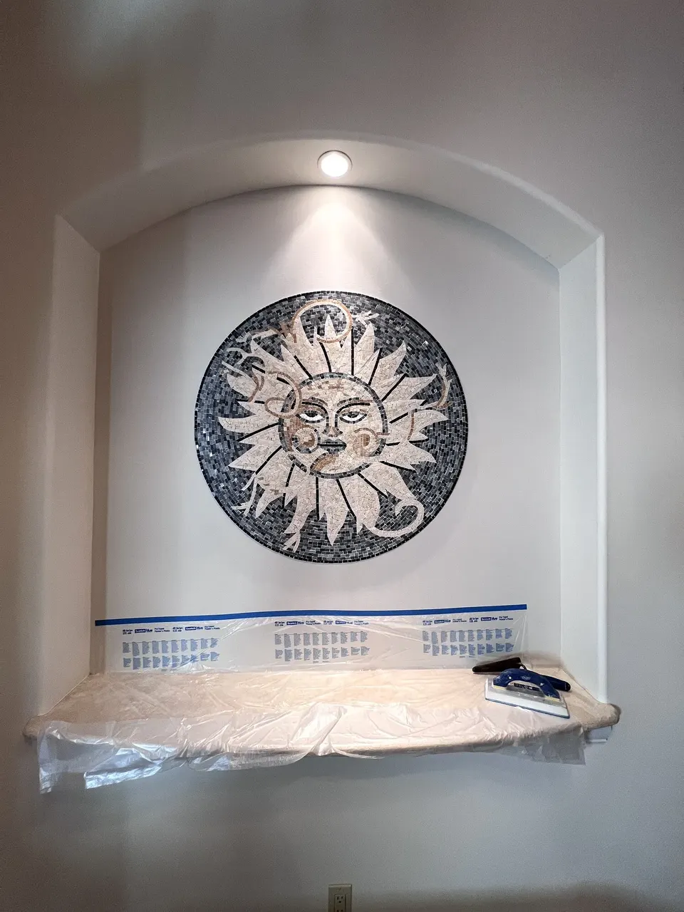 First mosaic positioned during installation