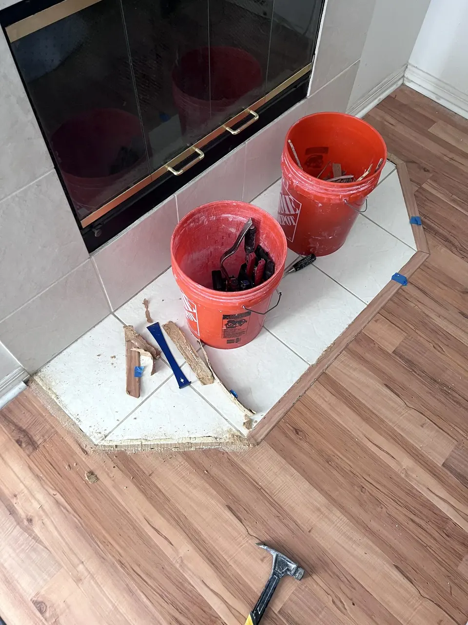Detailed transition cuts progressing around the hearth