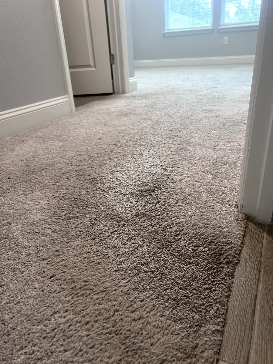 Bedroom carpet before the LVP flooring update
