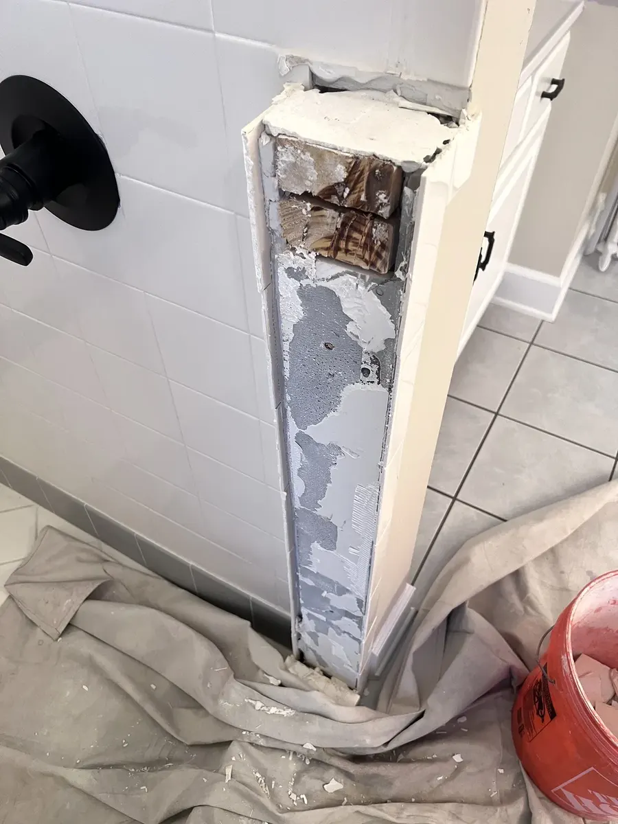 Shower entry opened for the threshold repair