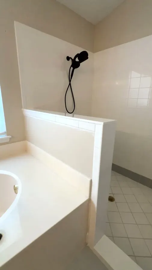 Finished shower floor and repaired entry