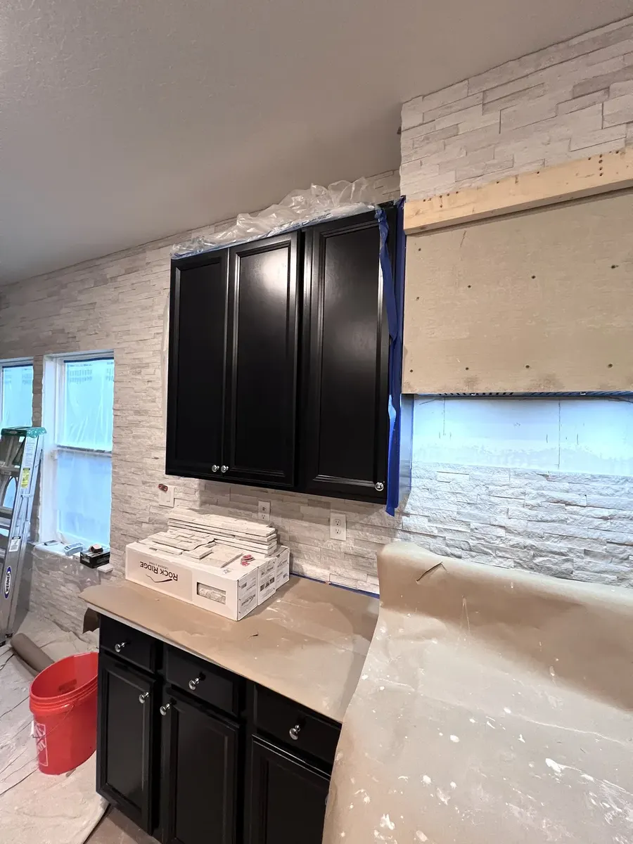 Custom hood enclosure framing during the kitchen project
