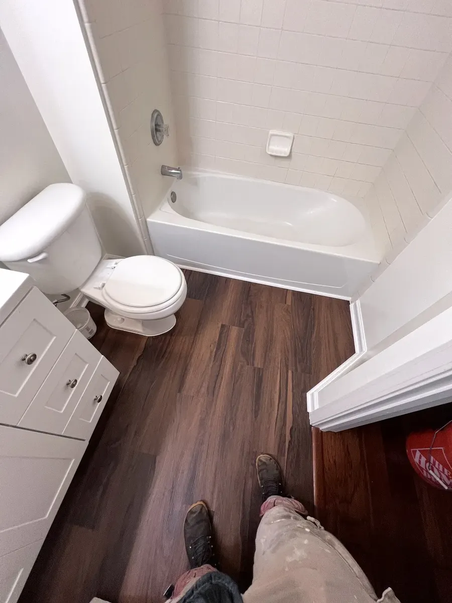 Finished bathroom vanity and LVP flooring update in Jacksonville, Florida